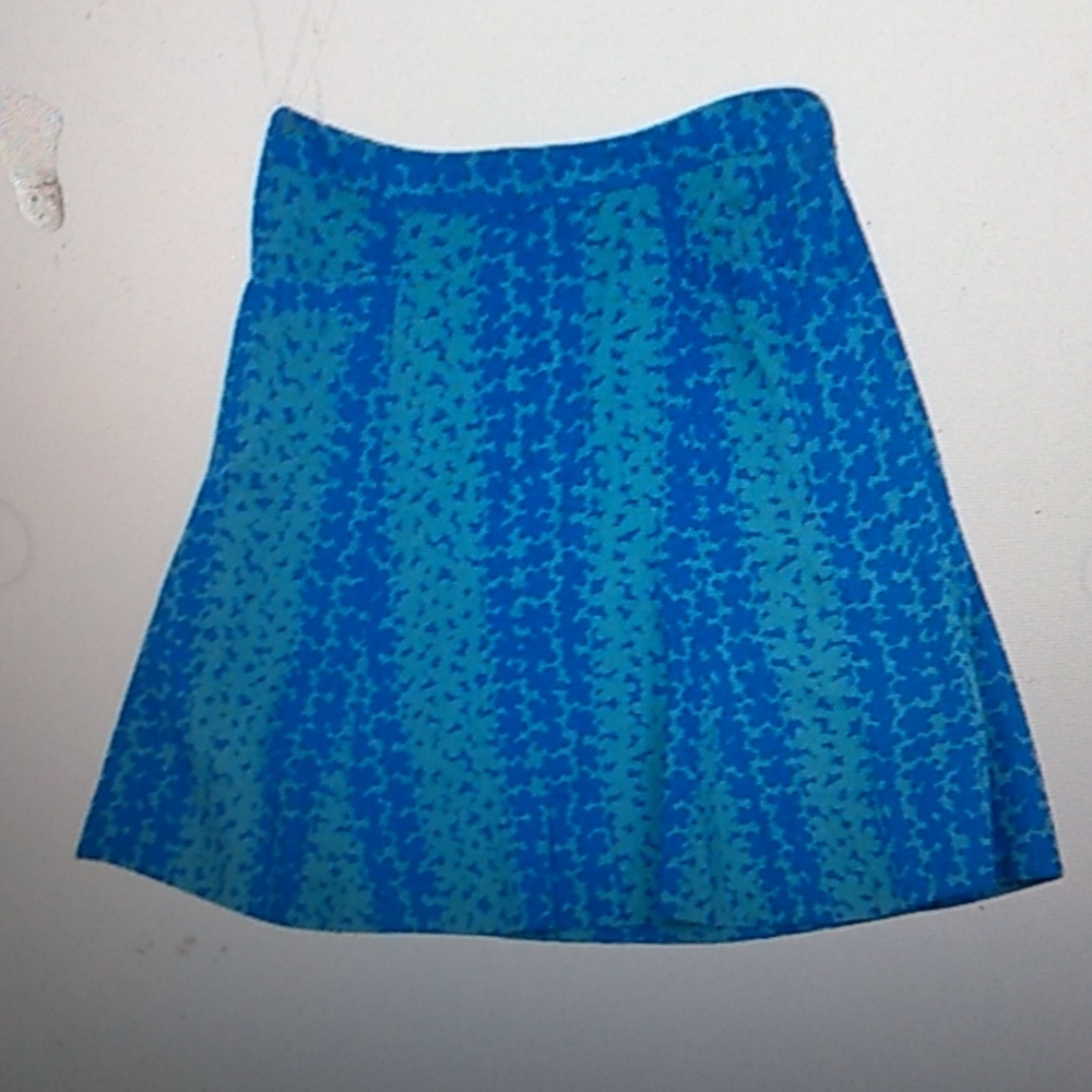 MARC JACOBS SIZE 6 GREEN BLUE MOD FLORAL PRINT FLARED COTTON SKIRT